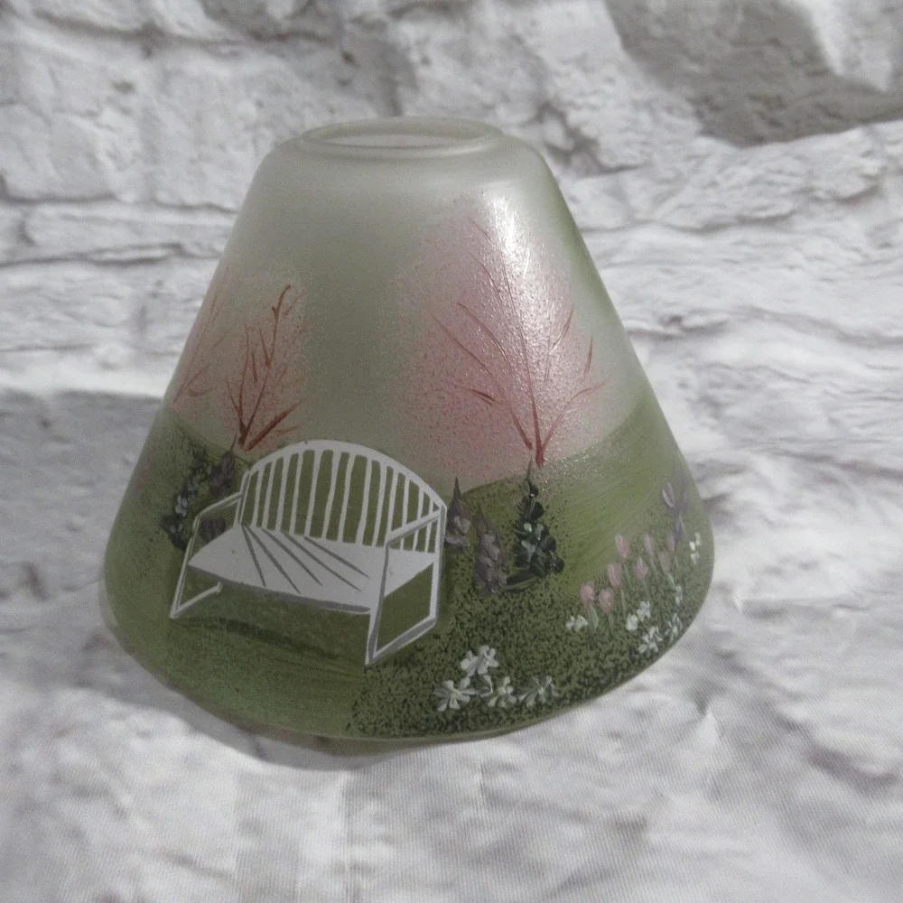 Vintage Yankee Candle Gazebo,Garden Frosted Glass Jar Candle Shade Topper no box